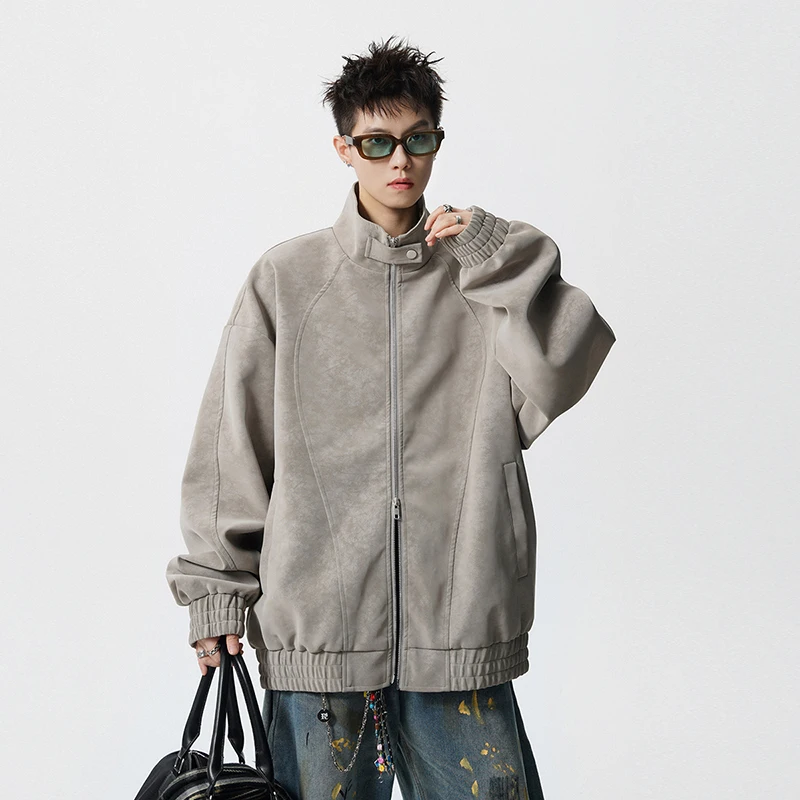 サイクリングジャケットファッショナブルな防風タイダイレザージャケットメンズショートジャケット多用途スタンドアップカラージッパーバイクジャケット