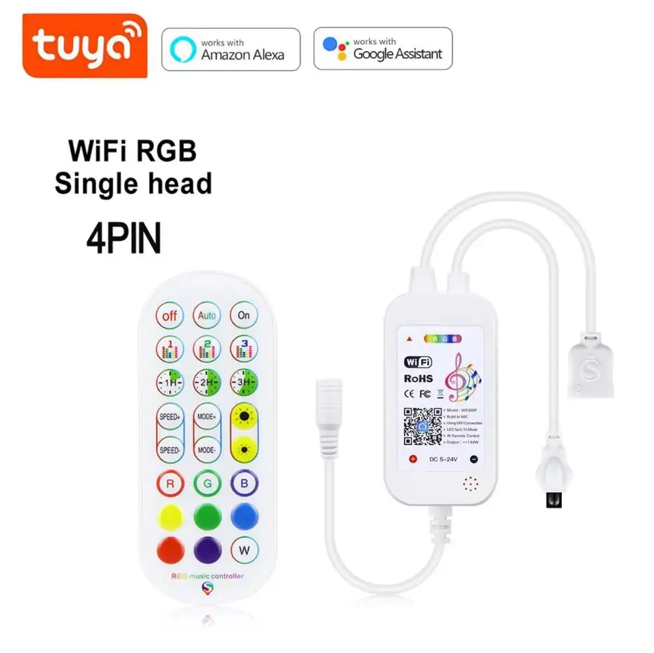 Tuya Smart Switch LED Strip LED Controller,Dimmable RGB LED Dimmer,DC/4PIN Cob Neon Tape Wifi Controller Switch,12V Power Supply