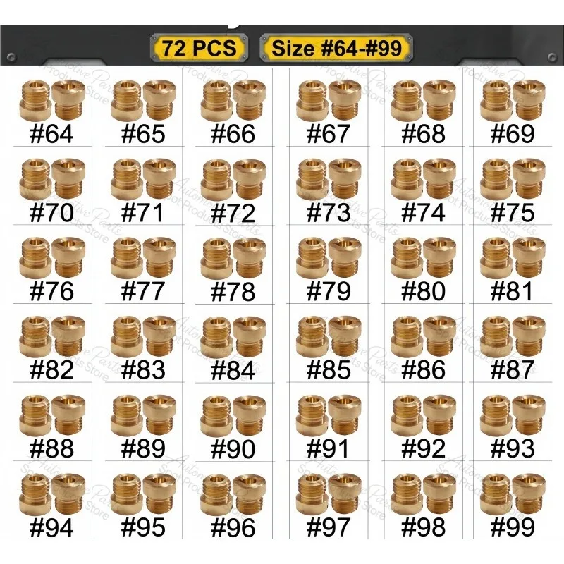 72Pcs 36‑181 Main Jet Kit 1/4‑32 #64‑99 Suitable for Holley Performance Carburetor Tuning Parts