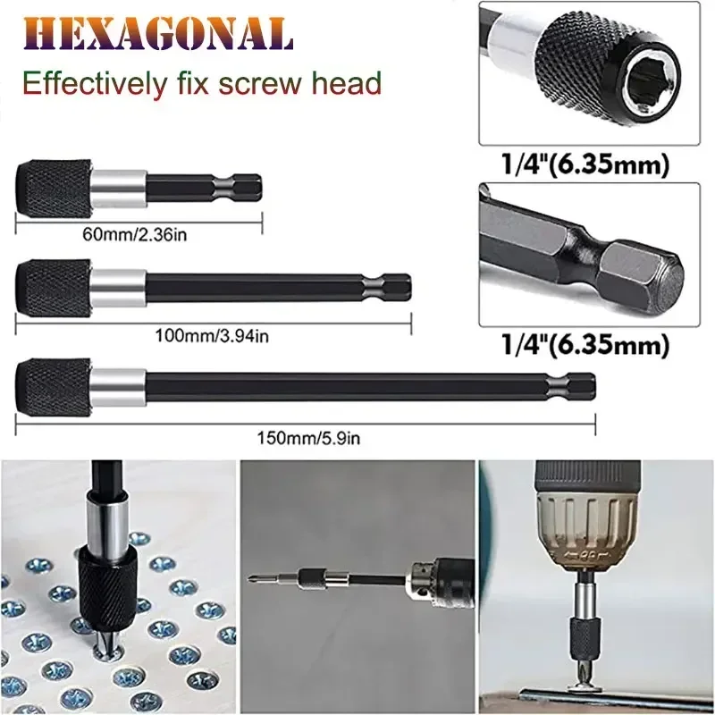 Quick Release Magnetic Screwdriver Hex Adapter Electric Screwdriver Change Extension Bit Holder 60/100/150mm 1/4\