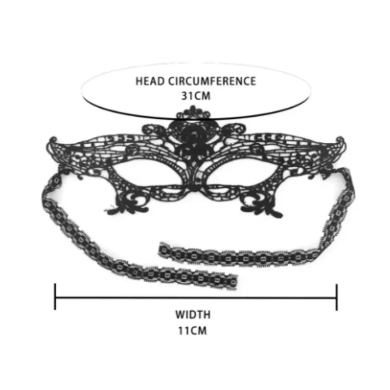 Luxury Fashion Black Lace Transparent Eye Mask Sexy Black Lace Queen  Mask Women Cosplay Eye Mask  Halloween Accessories