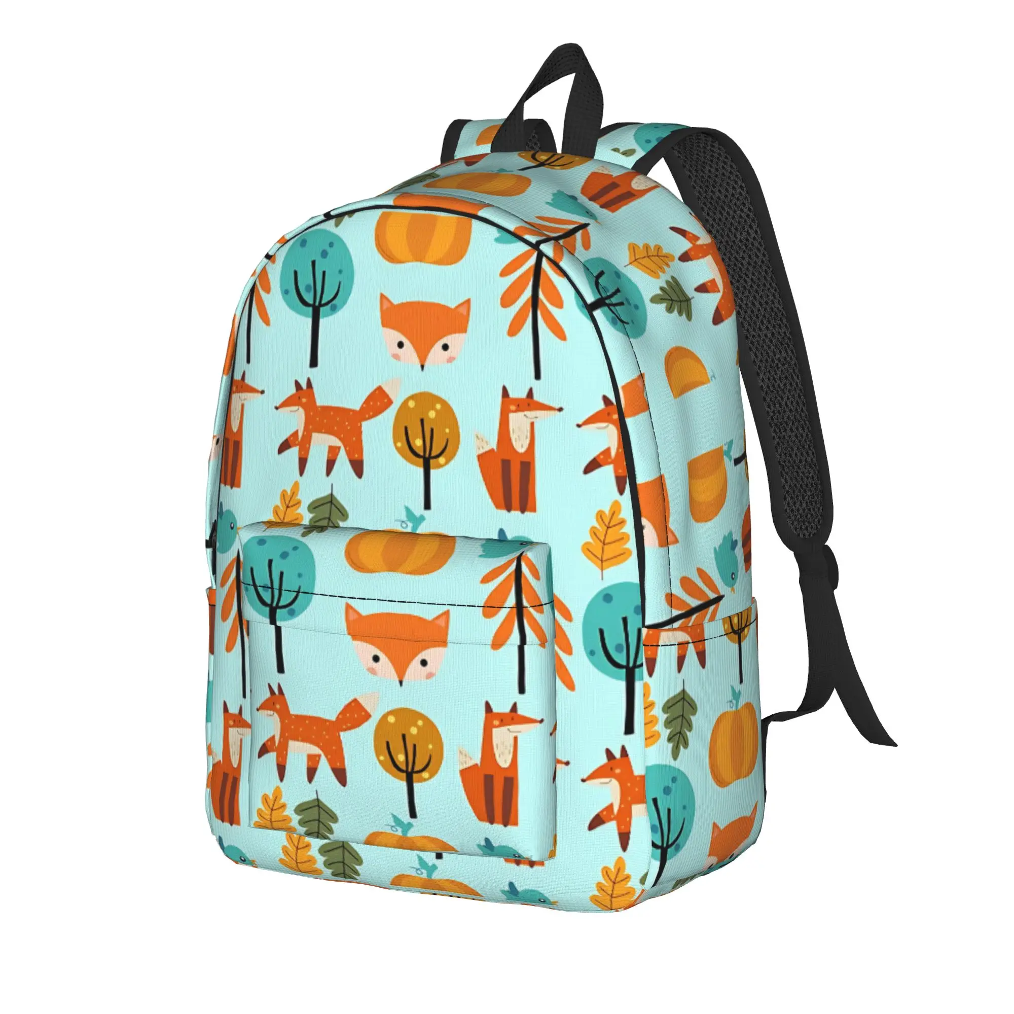 Cute Orange fox, fall fox, floral fox  Backpack Teenage High School Work Daypack Foxes Autumn Partten Laptop Shoulder Bag Sports