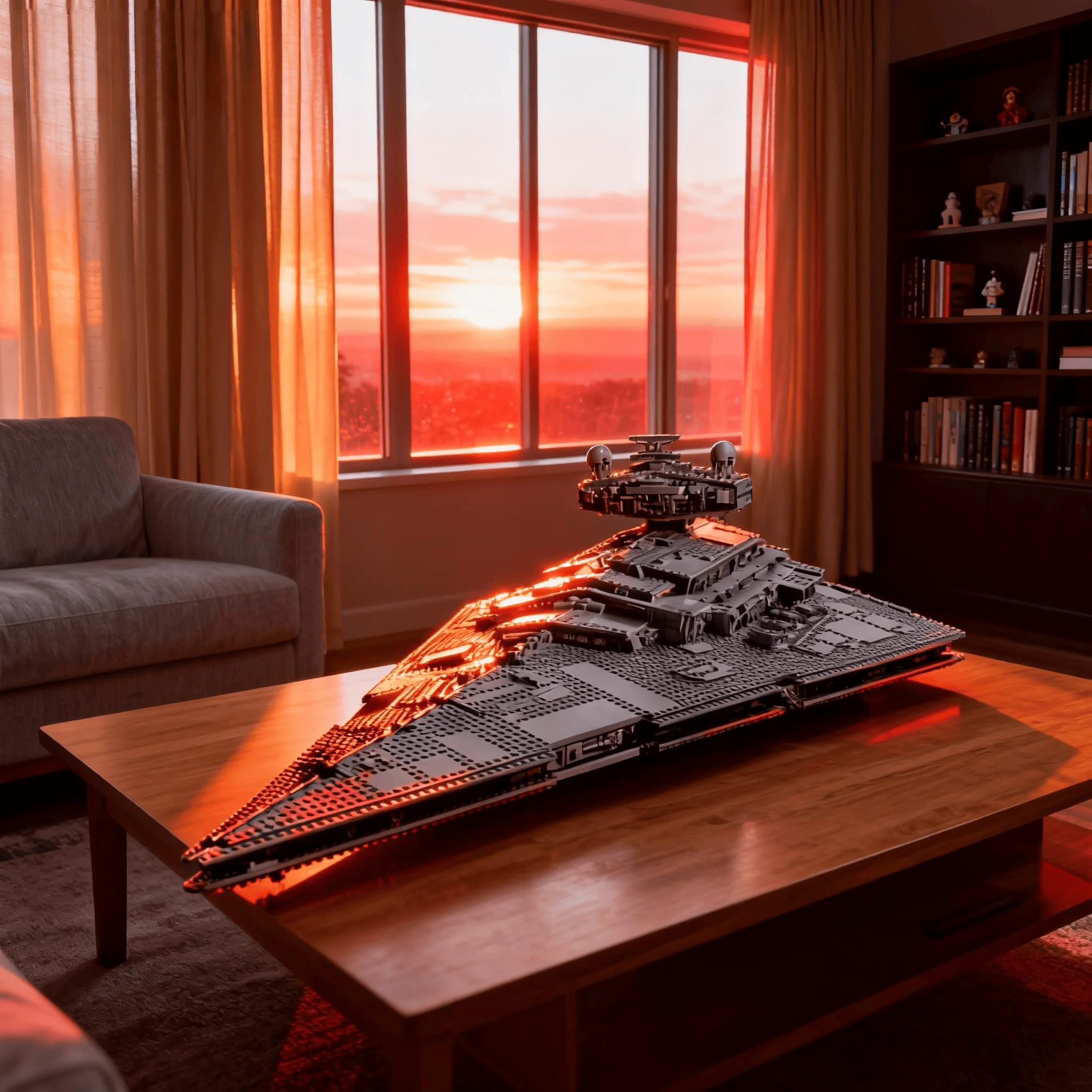 

2026 new high-difficulty 4784 particle modular assembly home decoration gray large machine assembly Empire flying ship Moc const