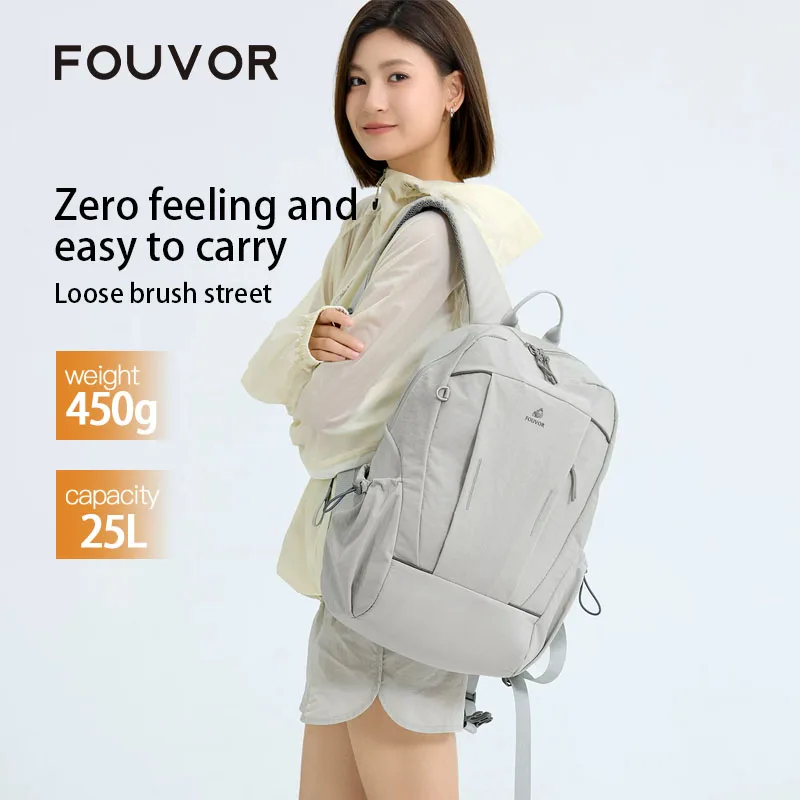Fouvor Women's Large Backpack Lightweight Waterproof Student School Backpacks Fashion Nylon Wear-resistant Hiking Bags 3073-03