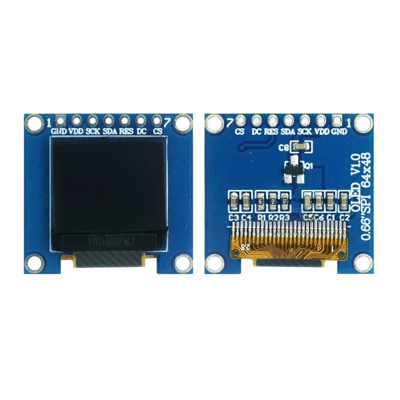 Módulo de exibição OLED de 0,66 polegadas SSD1315 64x48 SPI branco monocromático - Módulo de tela LCD pequeno COG de baixa potência de 7 pinos