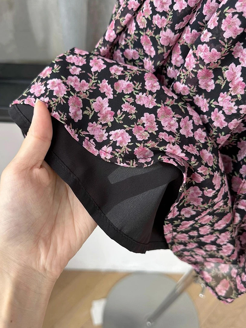 ReddaChic-vestido veraniego Floral con escote en V profundo para mujer, minivestido ceñido de manga corta abombada, corte en A, bonito y elegante, ropa de vacaciones de verano