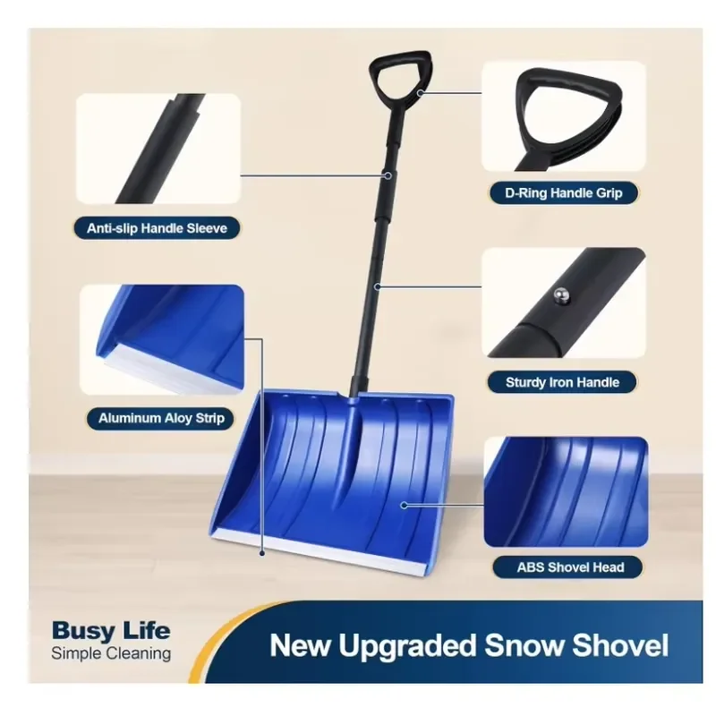 Heavy Duty 48 Inch Snow Shovel with D Handle Aluminum Strap for Driveway Home Garage