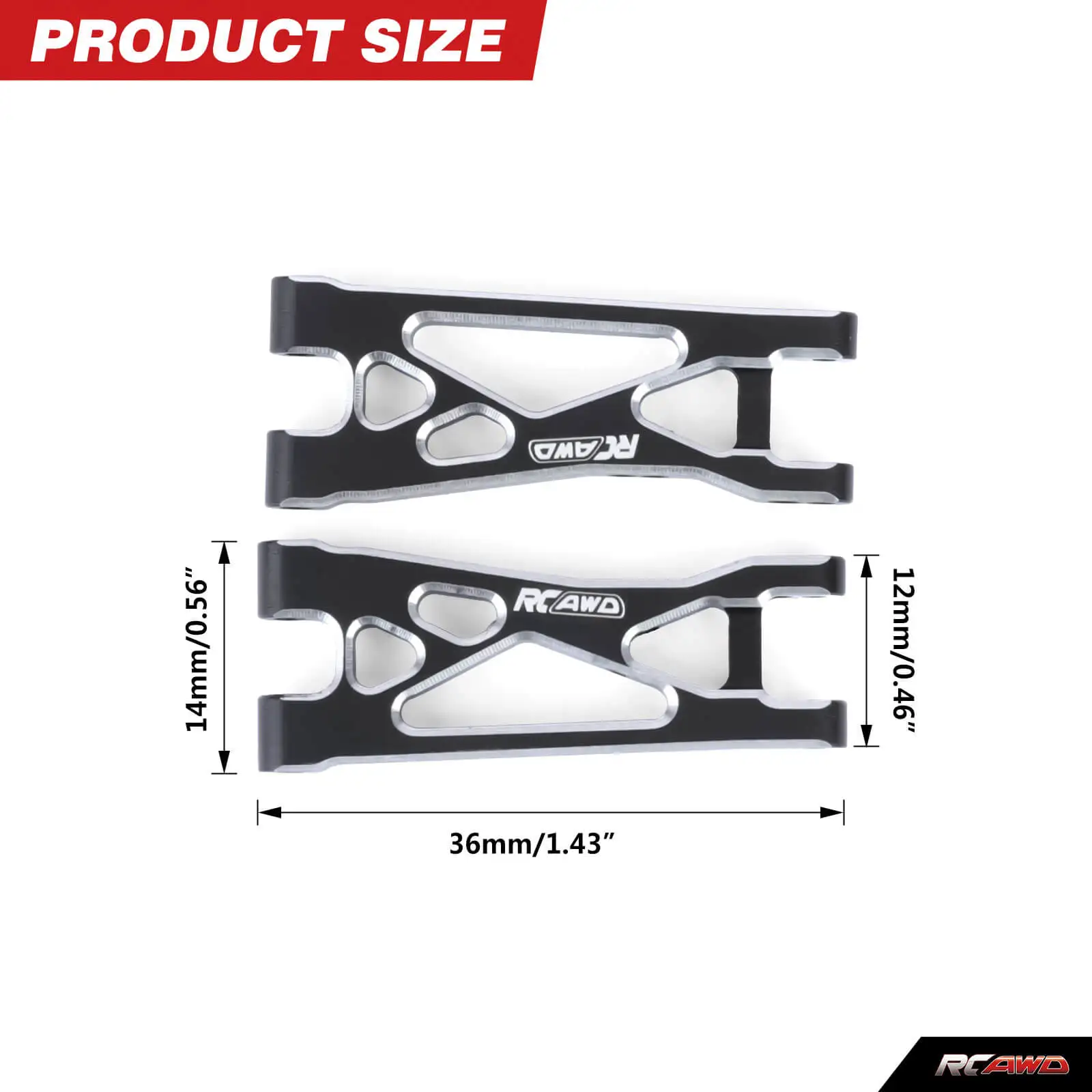 RCAWD para Micro-B juego de brazo de aluminio inferior trasero para Losi 1/24 Micro-B LOS00007T1 LOS00007T2 LOS-1392T1 LOS-1392T2 piezas mejoradas