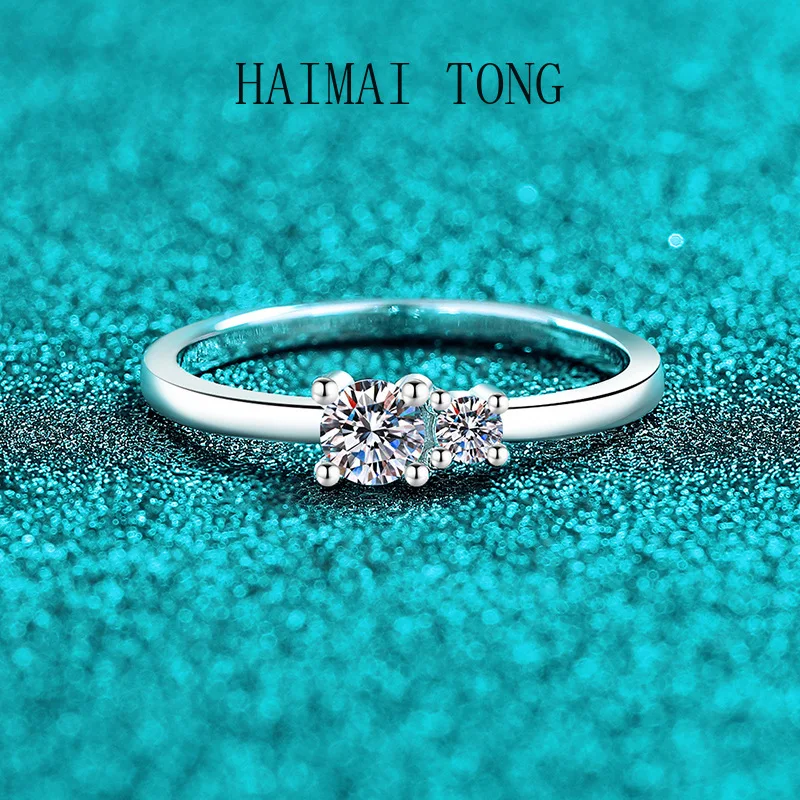 

HAIMAITONG PT950 Платиновое кольцо с муассанитом, женское изысканное простое маленькое кольцо, повседневное универсальное кольцо для поездок на работу, модное кольцо на День святого Валентина D