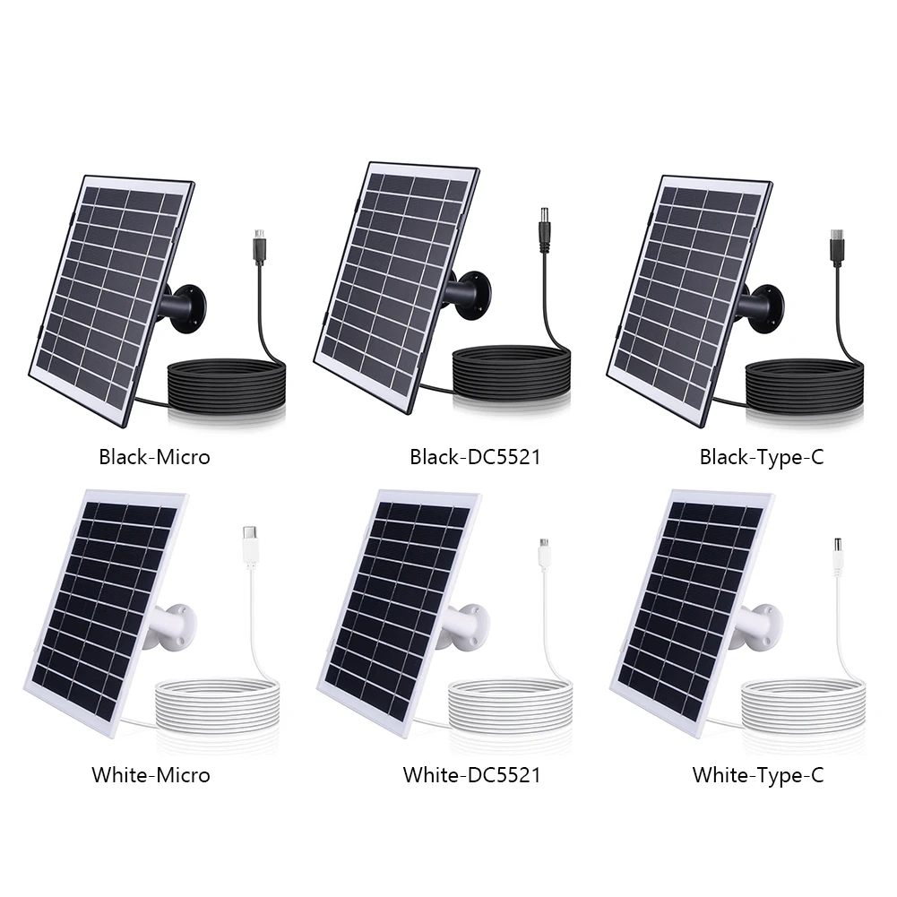 30W Solar Panel for Security Camera Micro USB/USB-C/DC5521 Solar Charger 9.8Ft Charging Cable Compatible with EufyCam/Wyze Cam