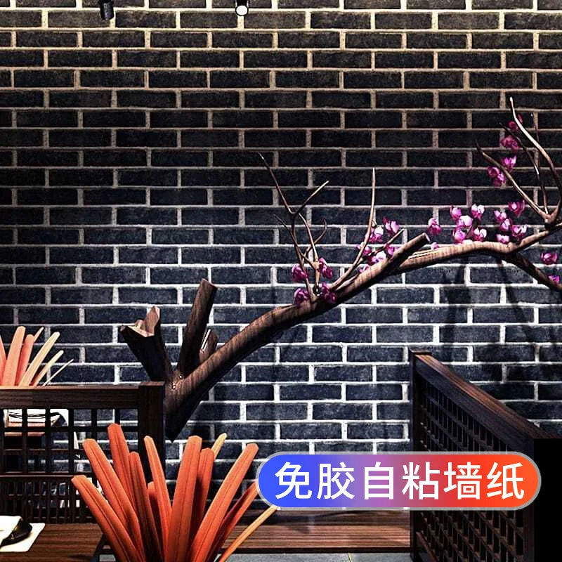 

Retro Brick Pattern Self-Adhesive Waterproof Wallpaper Hair Salon Resturant Background Wall Stickers Pvc Thicken Wallpaper Home