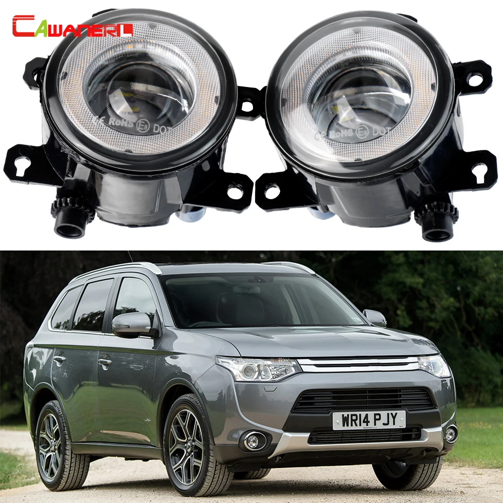 2 Pieces Car Fog Light Assembly LED Angel Eye Daytime Running Light DRL 30W H11 12V For Mitsubishi Outlander 2006-2019