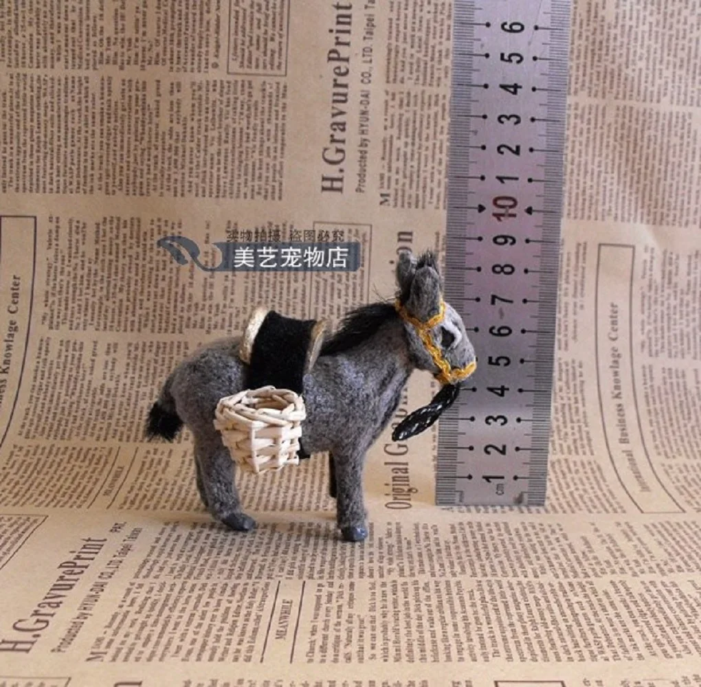 

small cute simulation donkey toy plastic&fur mini donkey doll gift about 9cm