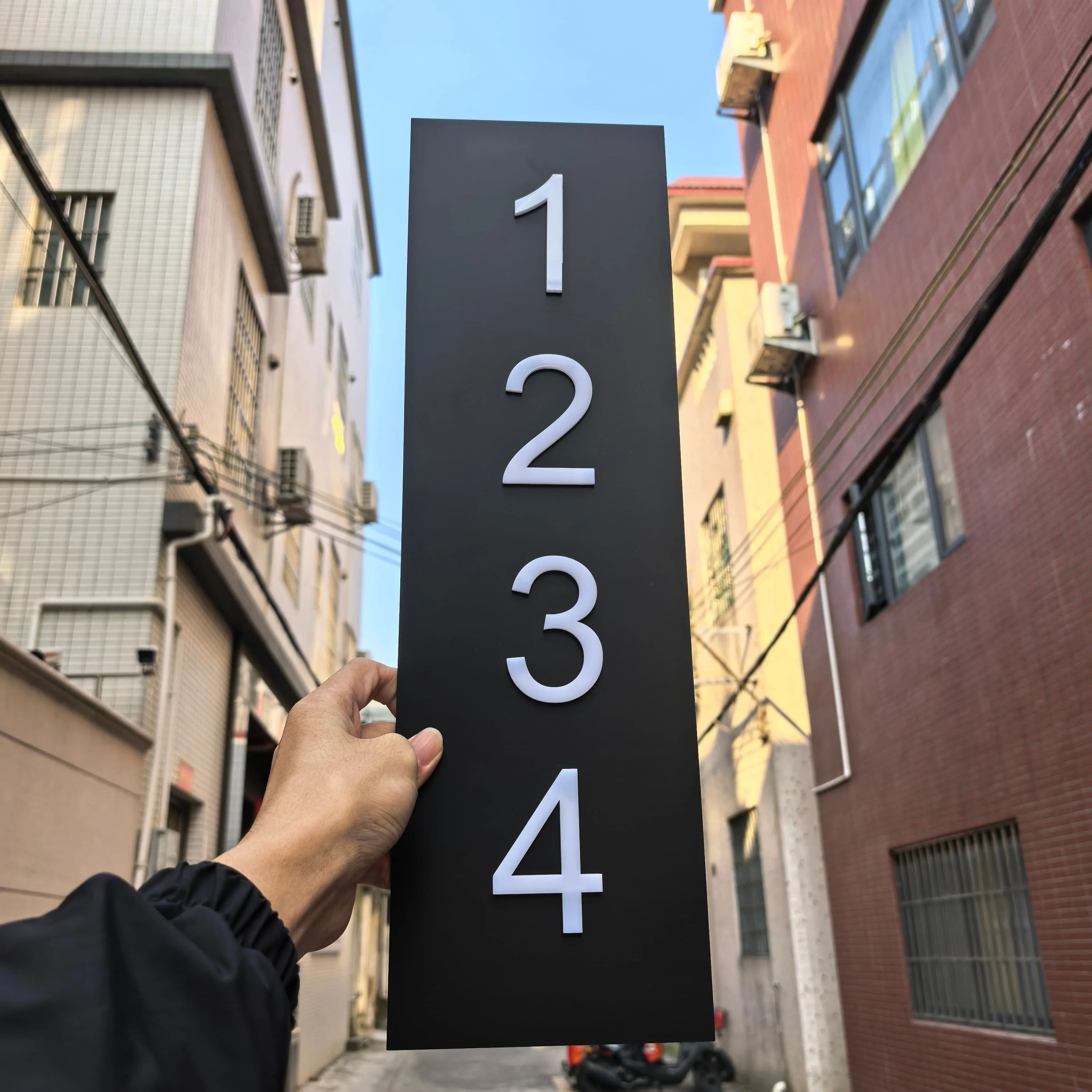 Custom Modern House Number Sign Matte Acrylic Address Digit Sign Outdoor Waterproof Plaques Large Vertical & Horizonta Door Sign view 2