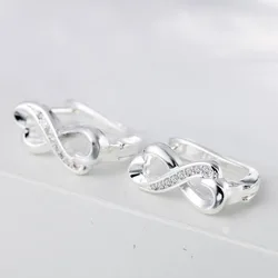 3 Color Infinity Earrings Studs Simple Brincos Lucky Number Figure Eight CZ 925 Silver Needle Stud Earring Gift Jewejlry