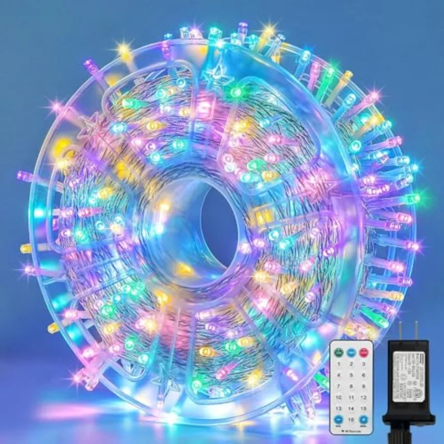 165Feet Pastel Easter Lights String, Christmas Mini Light, 500 LED with 16 Light Modes, Fairy Lights Plug in for Outdoor Xmas T