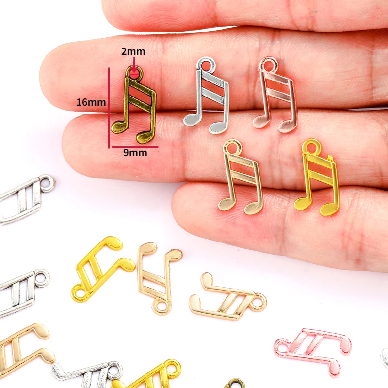 60pcs 5 Color musical note Charm For Bracelets Necklace Pendant Keychain DIY Handmade Jewelry Making accessories 16*9mm P206