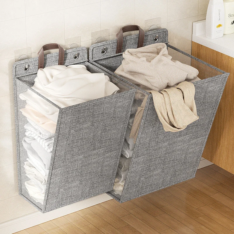 

Space-saving Folding Waterproof Clothes Dolls Storage Bag for Bathroom Bedroom Large Capacity Hanging Laundry Basket Hamper