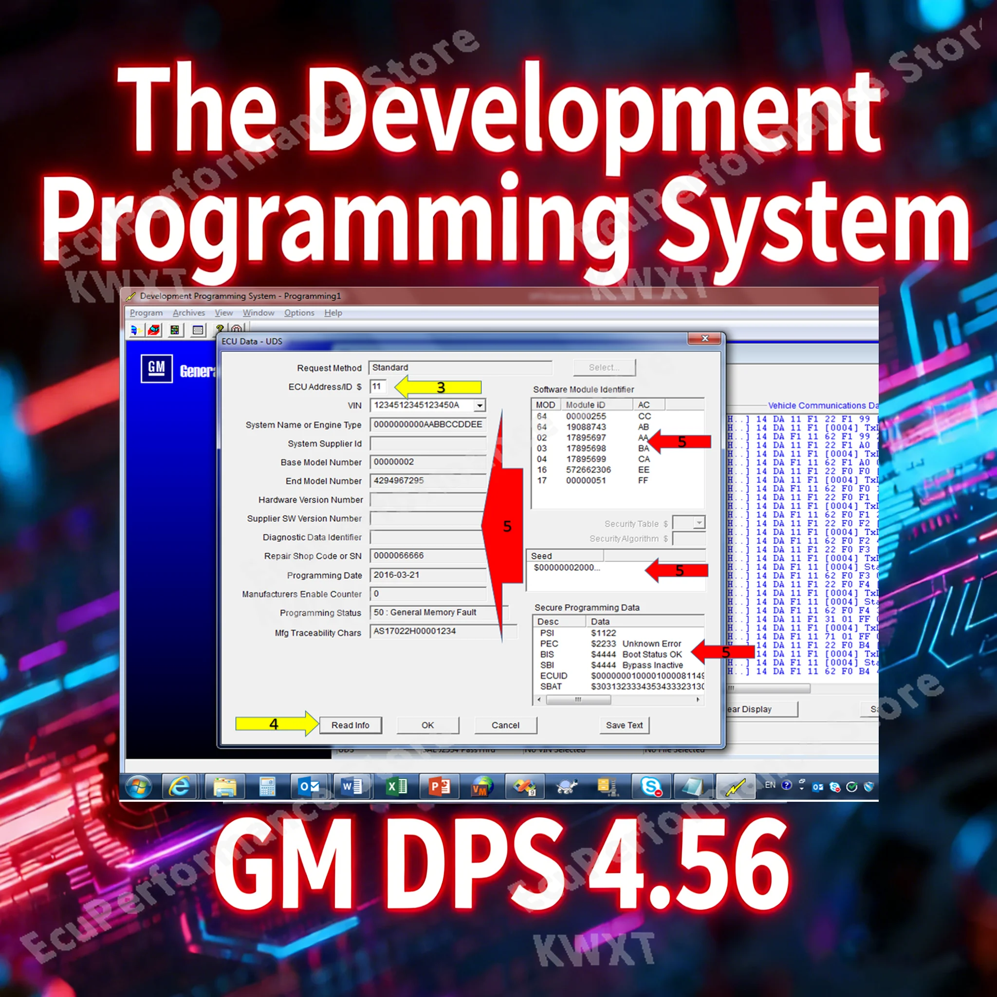

GM Development Programming System DPS 4.56 ECU Clearing DTC Read ECU Data Configuration XML ECU Bypass Ticket Writing CHANGE VIN
