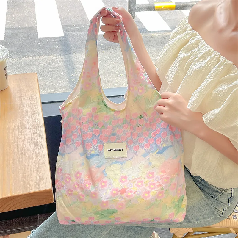 

Women's Bag Cotton Vest Fresh And Artistic Single-shoulder Bag Canvas Large-capacity Daily Handbag Pink Color Simple Fashion