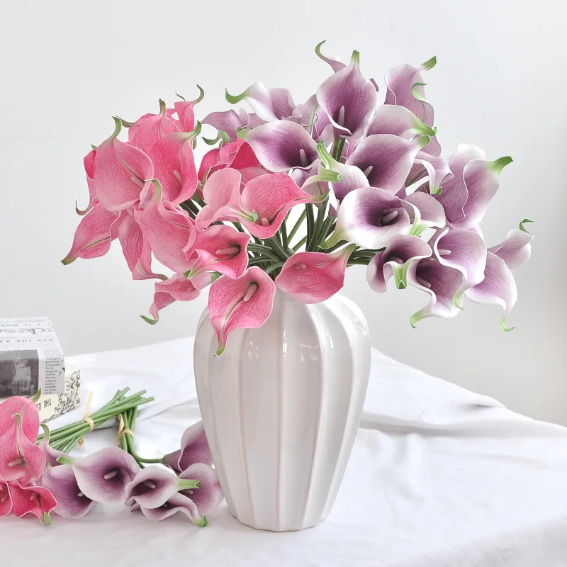 5/10/20 قطعة زهور زنبق الكالا الاصطناعية إيفا الزهور وهمية للمنزل ديكور الطاولة المركزية غرفة المعيشة حفلات الزفاف زينة