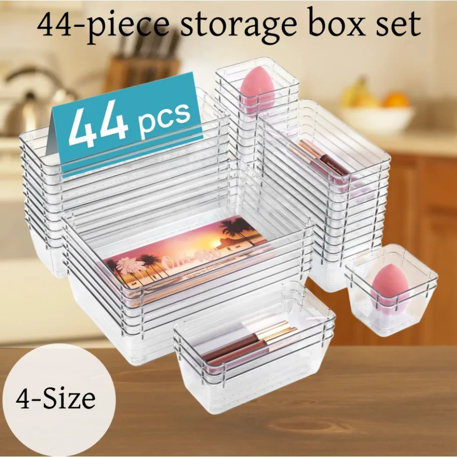 Clear Drawer Organizers Set 4-Size Multifunctional Bathroom Vanity 6 Clear Drawer Organizers Set 4-Size Multifunctional Bathroom Vanity