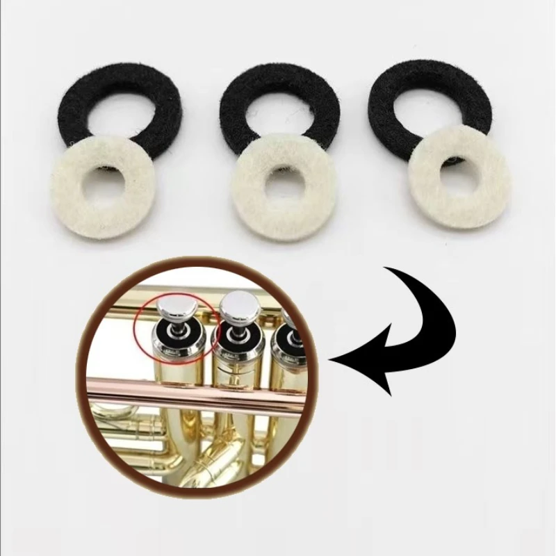 

bugles, cornets, musical instrument repair parts, connecting rod felt ring pads, white, black