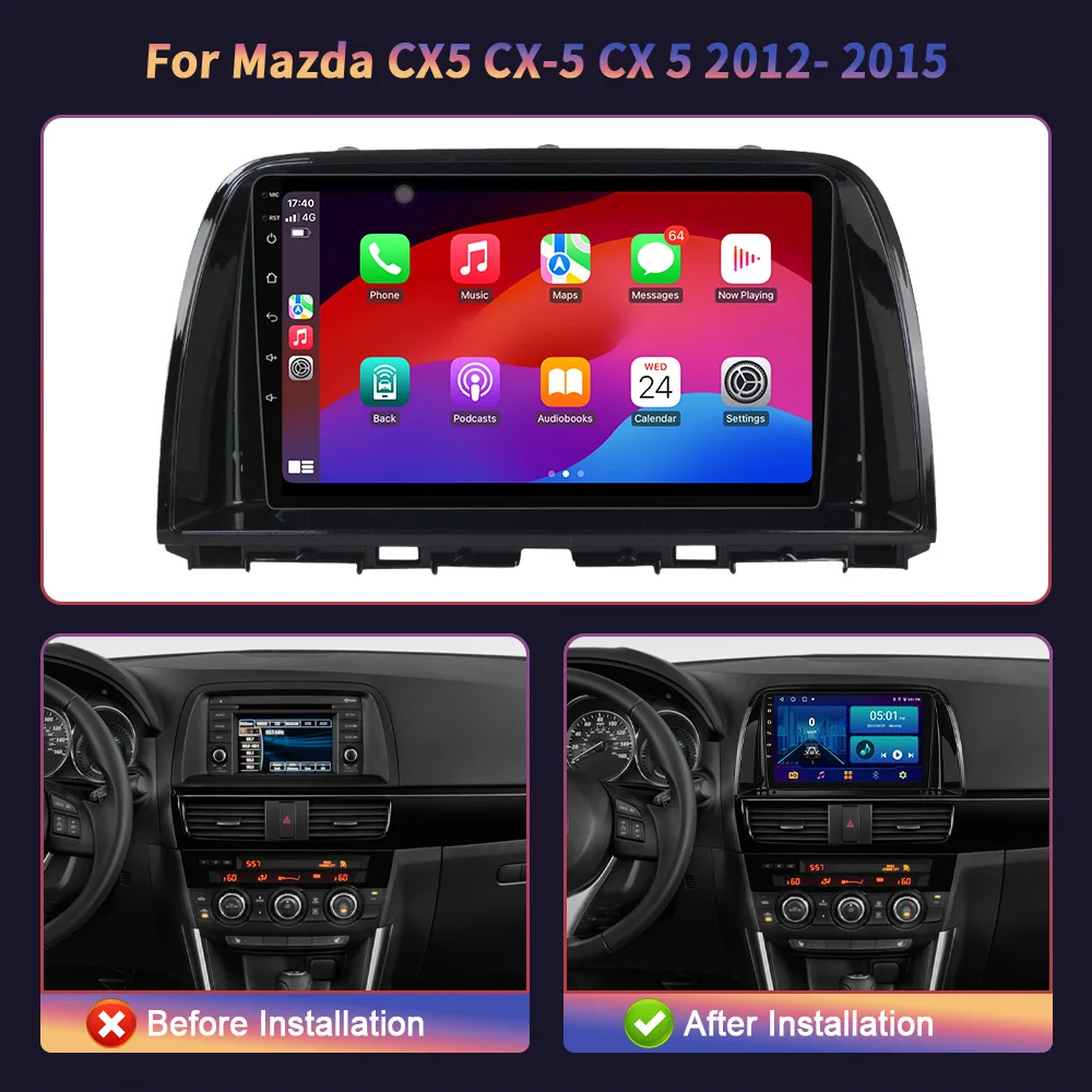 Android 14 Auto Car Radio Screen For Mazda CX5 CX-5 CX 5 2012-2015 2DIN Multimedia Navigation Wireless Carplay Stereo Screen