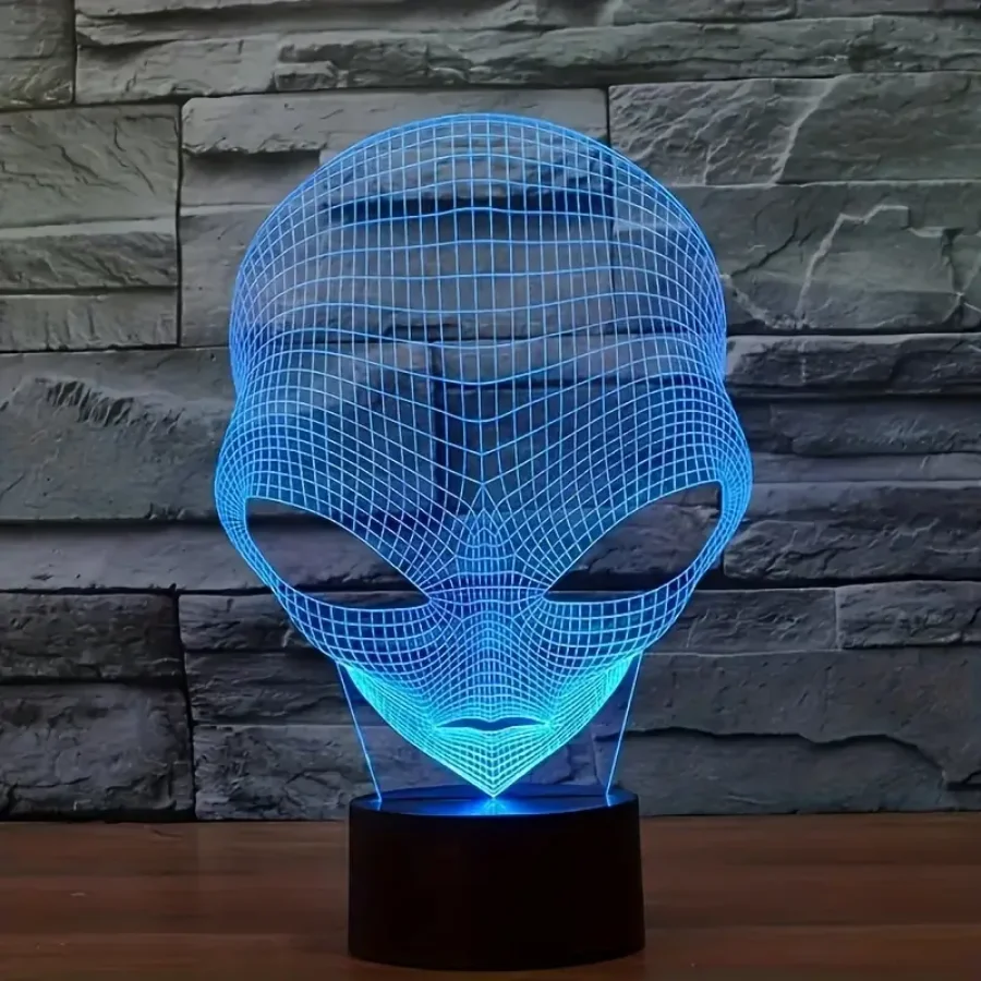 An alien 3D nightlight, workbench room living room atmosphere light, holiday birthday creative gifts, colorful dimmable