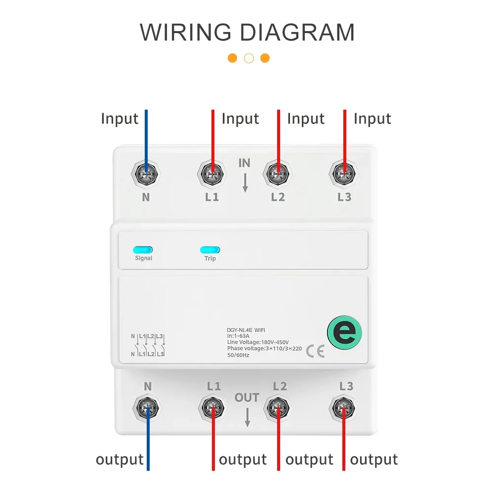 Schienentyp 4P 3-phasig 4-Draht eWeLink WiFi Intelligenter Schutzschalter Fernsteuerung Sprachsteuerung Countdown-Timer Luftschalter Relais Letzter Status – Detail 9