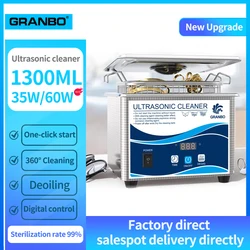 GRANBO 2025 New 1300ML DigitalUltrasonic Cleaner Heating Timer 35W 60W 40KHz Ultrasonic Bath Printer Glasses Cleaning Appliances