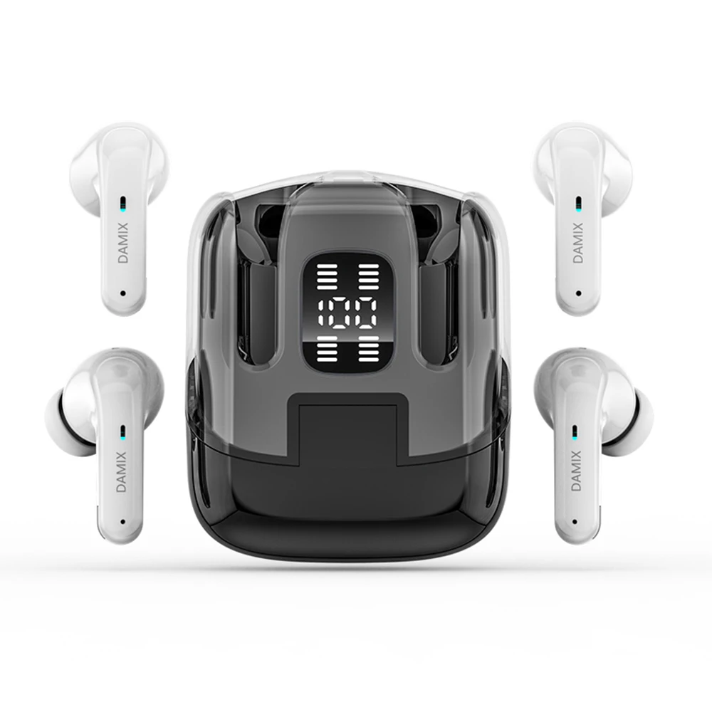 DX-16 LED Digital Display Couple Earphones Equipped With Two Pairs Of Earbuds HIFI Quality 360-Degree Surround Sound