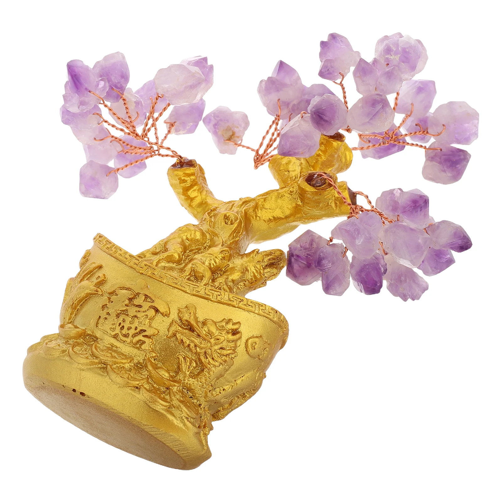 

Amethyst Crystal Tree Ornaments Unique Bonsai Wealth Positive Energy Natural Healing Decor Home Office Desk Gift Purple Gemstone