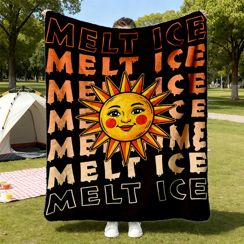 Melt ICE Flannel Blanket, 2 Sided Flannel Throw, Pro Immigration Cozy Blanket