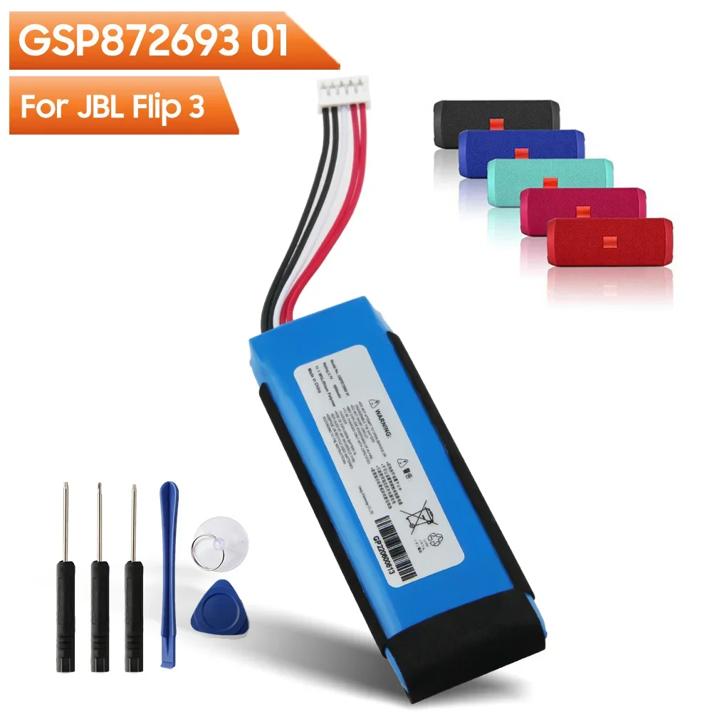 

New Replacement Battery GSP872693 01 For For JBL Flip 3 Flip3 Bluetooth Audio Outdoor Speaker Battery 3000mAh