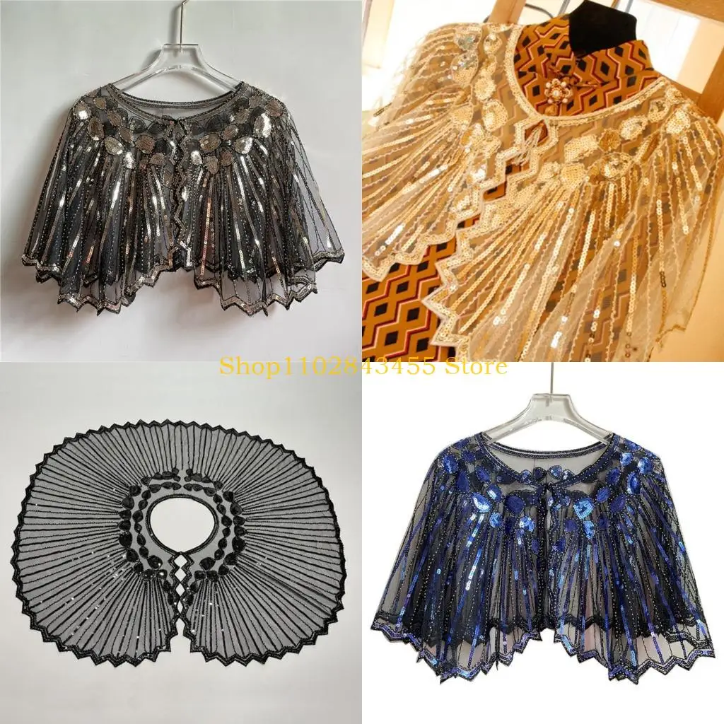 49MC 1920s Flapper Beaded Shawl Gatsby Shrug Roaring 20s Flapper Cosplay- Outfit