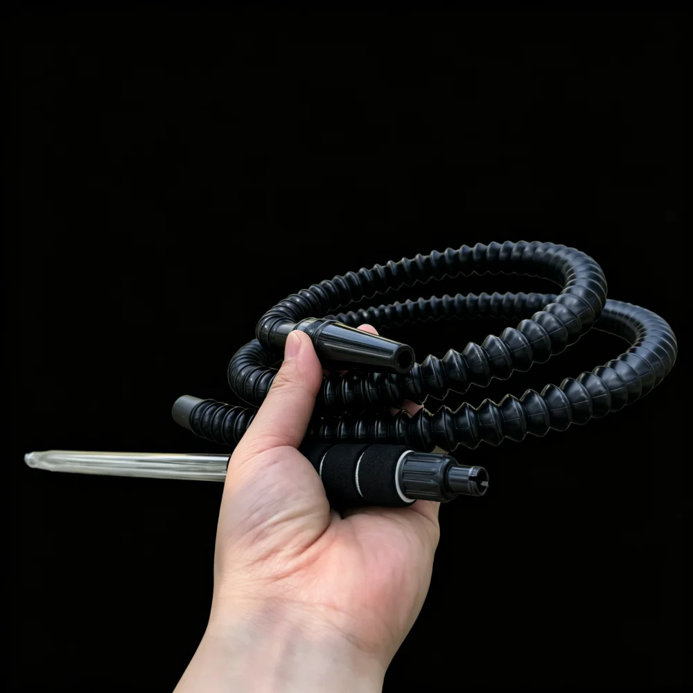 Detachable Hookah Hose Flexible Plastic Shisha Pipe with Glass Mouthpiece&Foam Handle, Washable Water Smoking Tobacco Accessory view 4