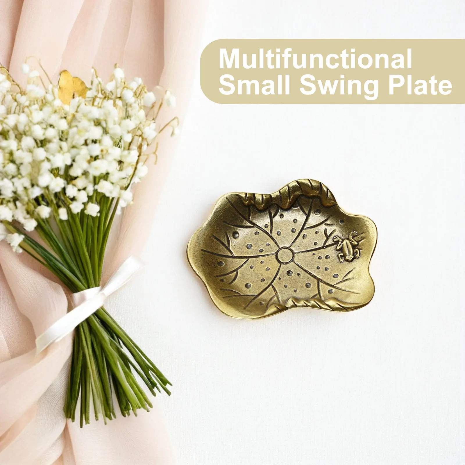 Vintage Leaf Jewelry Dish Premium Metal Trinket Tray For Ring Bracelet Display Home Office Decor Table Ornament view 5