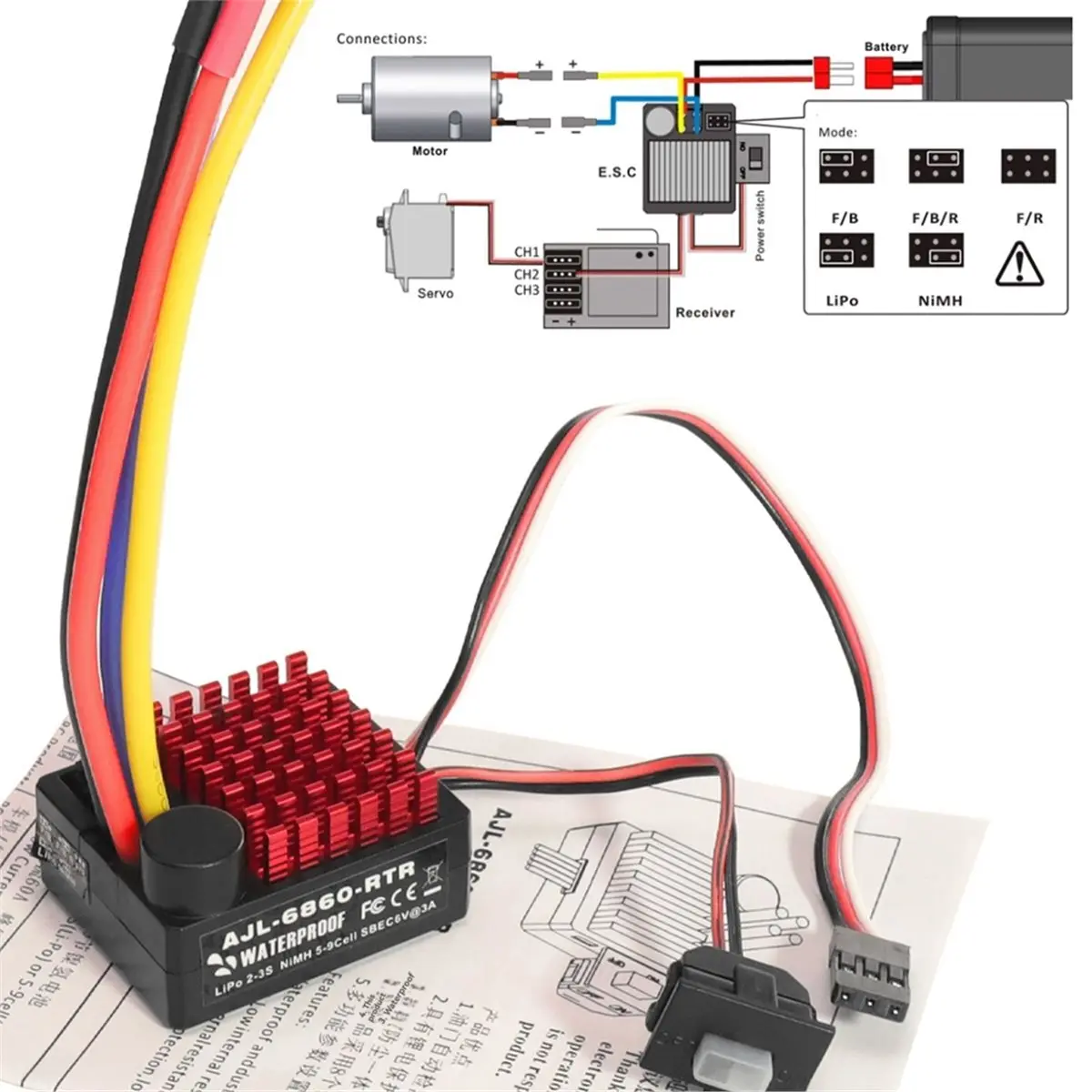 

RC Car Parts 6860 RTR Brushed ESC 60A Electronic Speed Controller for 540 Off-Road Car Parts