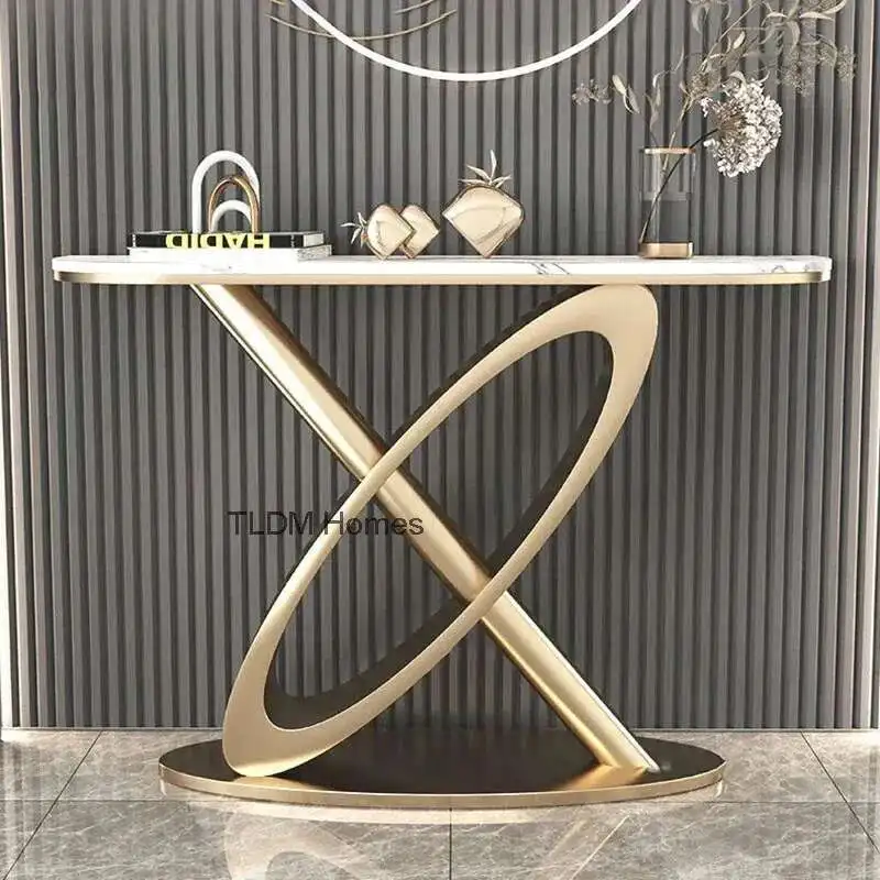 

Home Console Cabinet for Hallway Italian Rock Slab Console Tables European Living Room Furniture Wrought Iron Storage Side Table