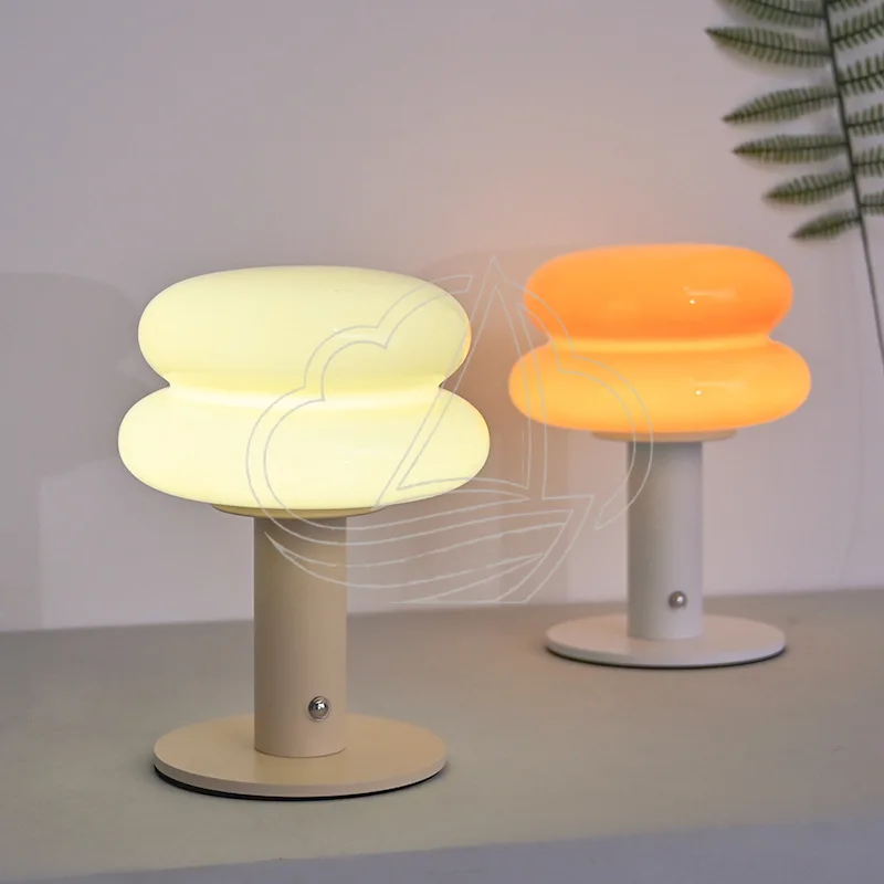 Art Glass Hat Table Lamp Postmodern Hamburg LED Night Light Bauhaus Bedside Decor Desk Lamp