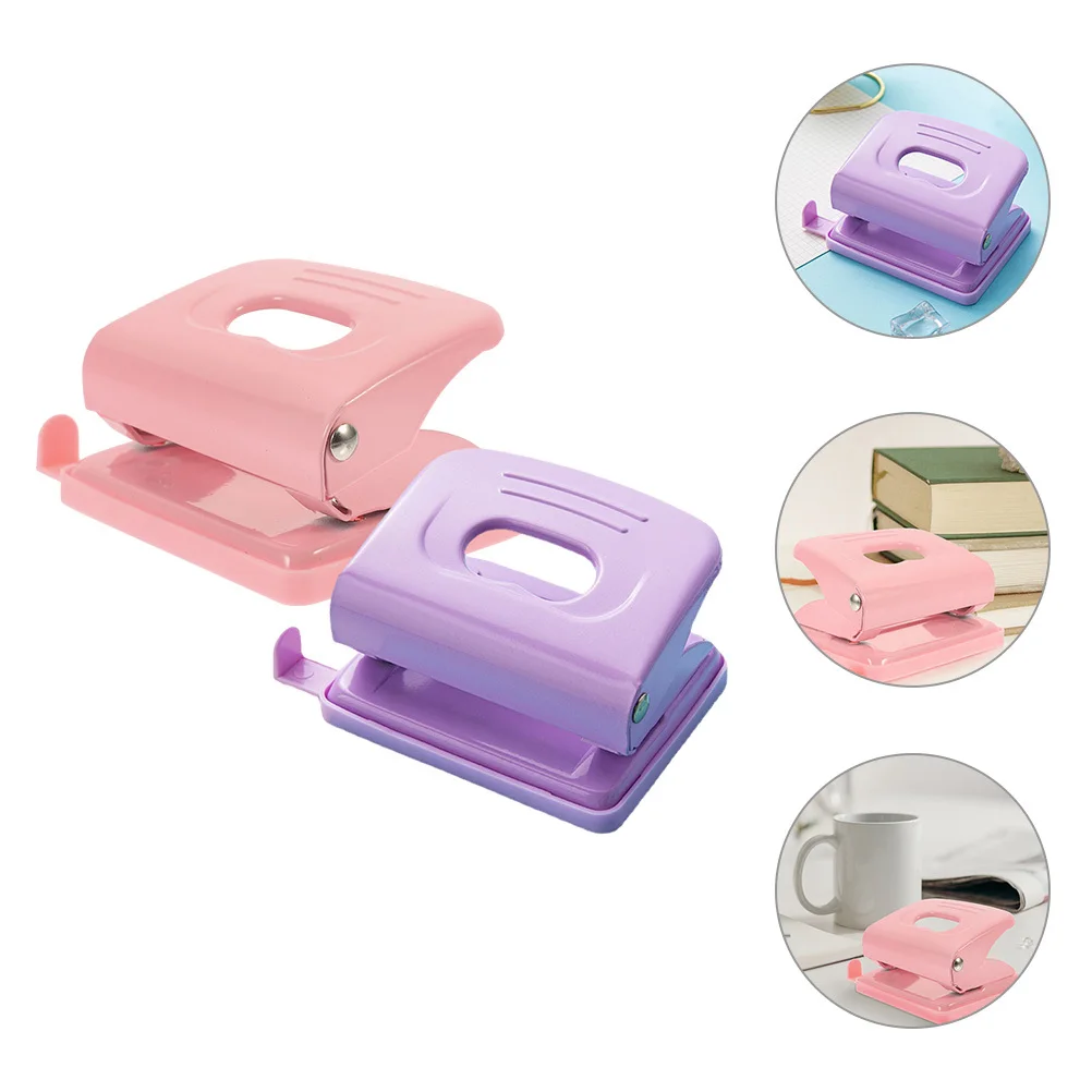 2pcs Hole Puncher Adjustable Two Hole Punch Paper Punch Tool For Office School Diy Craft Manual Loose Leaf Puncher Desktop