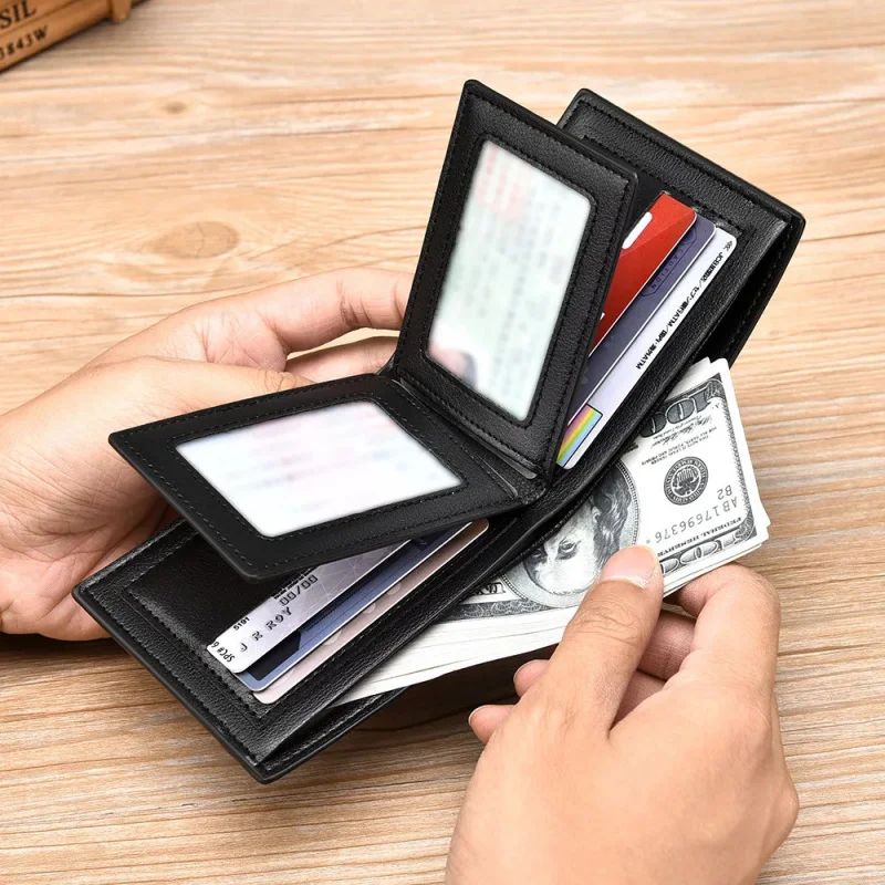 Men's Short Wallet Large Capacity Multi-Function Driver's License Card Holder Slot
