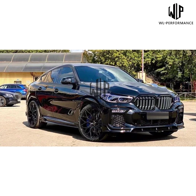 High Quality Carbon Fiber/ Bright Black / FRP Unpainted Side Skirts Car Body Kit for BMW X6 G06 Black Warrior Styling