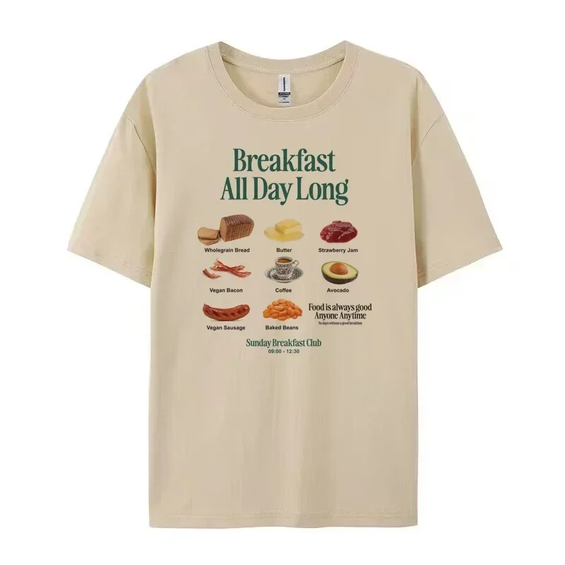 Retro Funny Breakfast Club T Shirt Oversized Y2k Streetwear Graphic Tees Cute Foodie Shirt Unisex Summer Aesthetic Women Clothes