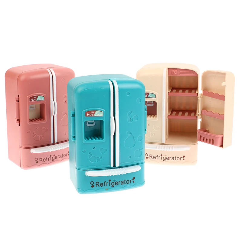 1PCS 1:12 Dollhouse Miniature Double Door Refrigerator Freezer Home Appliances Model Kitchen Decor Toy Doll House Accessories