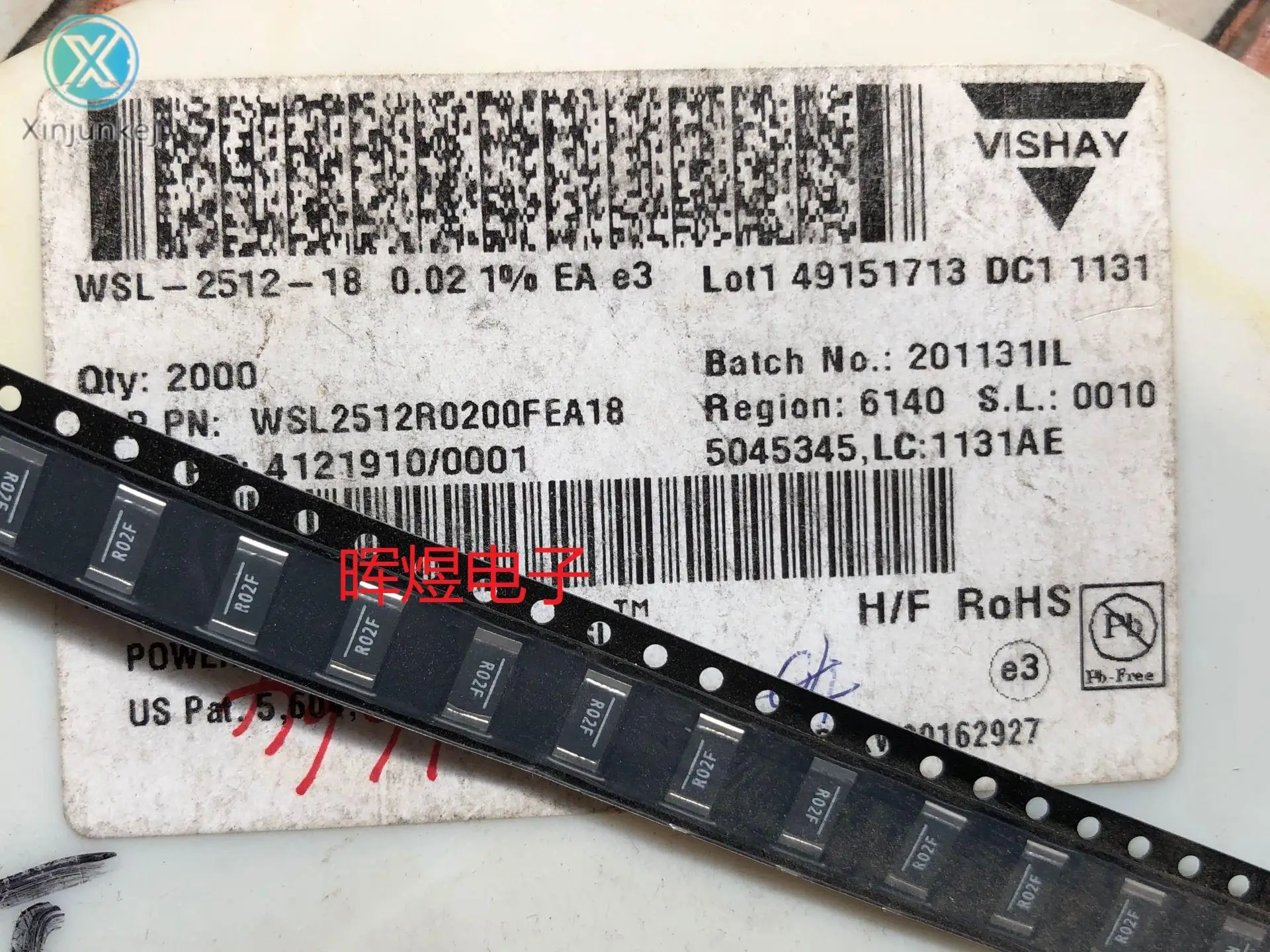 

10pcs orginal new WSL2512R0200FEA18 chip alloy resistor 2512 0.02R R02F 1% 2W