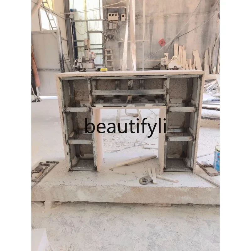 178Natural French cave stone fireplace living room simple American retro fireplace decorative cabinet