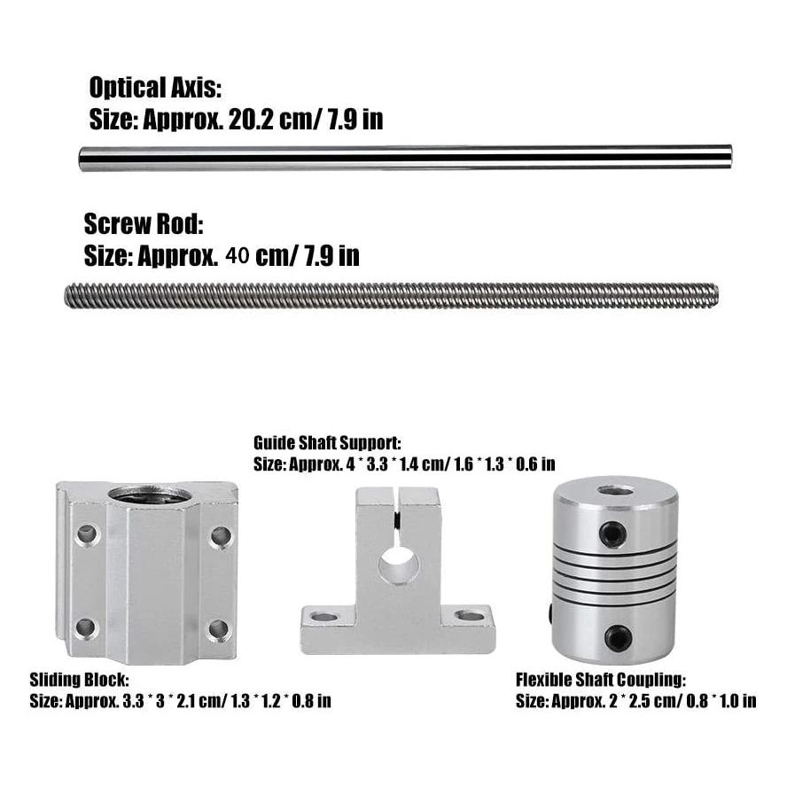 T8 Lead Screw Kit with Shaft Coupling 400mm Horizontal Optical Axis 8mm Lead Screw Dual Rail Slide 3D Print Accessories