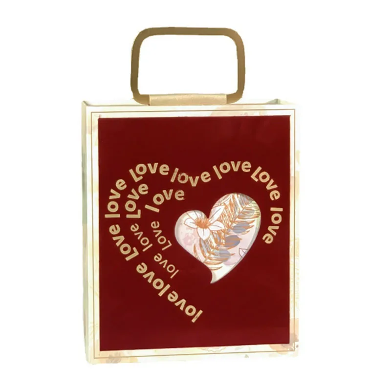 Creative Heart Love Letter Gift Box with Metal Handle Romantic Stereoscopic Storage Box on Valentines Day Gift Wrap Decoration